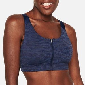 Outdoor Voices Zip Bra in Blue/Black